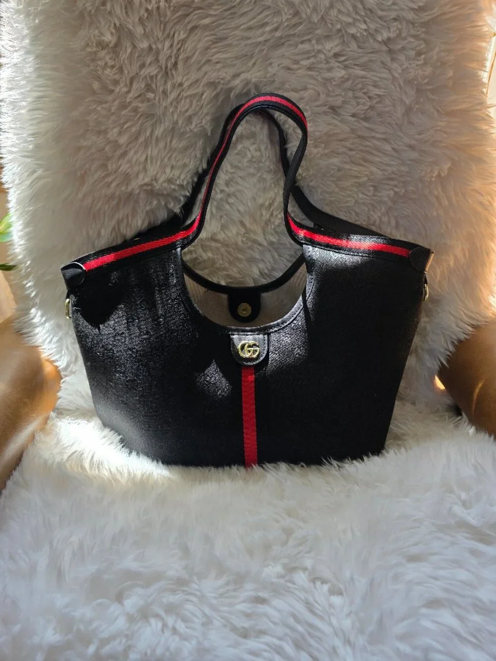 SALE!! Spacious Black Fabric Hobo/Tote with Red and Black Accents NWOT